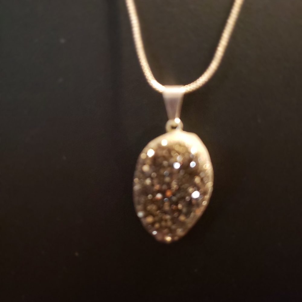 Drusy Multi Color Crystal Pendant with stainless steel chain
